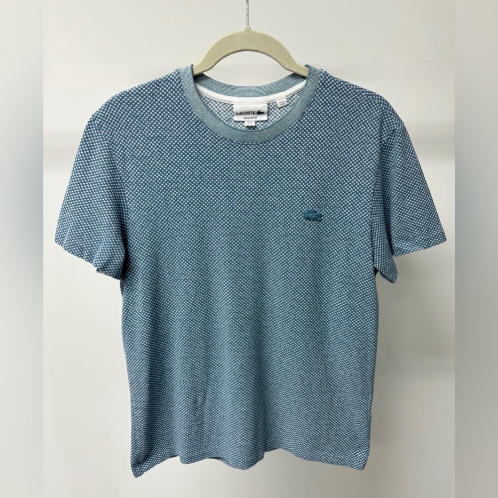 Lacoste Men’s Crew Neck T-Shirt in Blue Pattern,‎ Size M